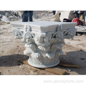 Corinthian White Marble Column Cap For Sale